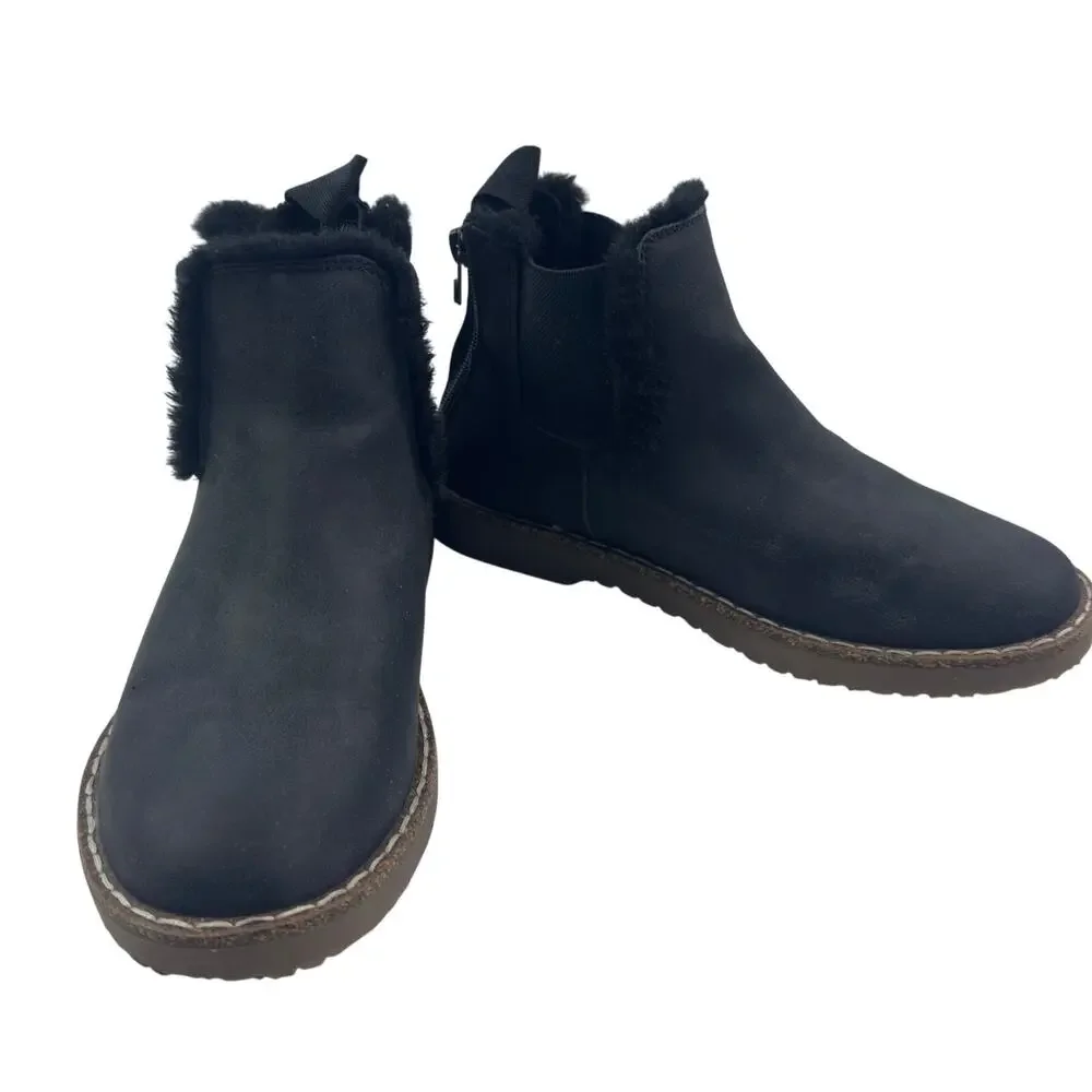Blowfish Chillin Shr Black Faur Fur Comfortable Chelsea Boots Women's Size 6.5